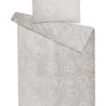 sleepwell Dětské povlečení mikroplyš svítící ve tmě, 40×60 + 95×130 cm, Mickey Mouse – světle šedý