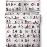 sleepwell Povlečení bavlněný satén sleepwell KOČKY NA STŘEŠE – 70×90 cm + 140×200 cm, kolekce 2025